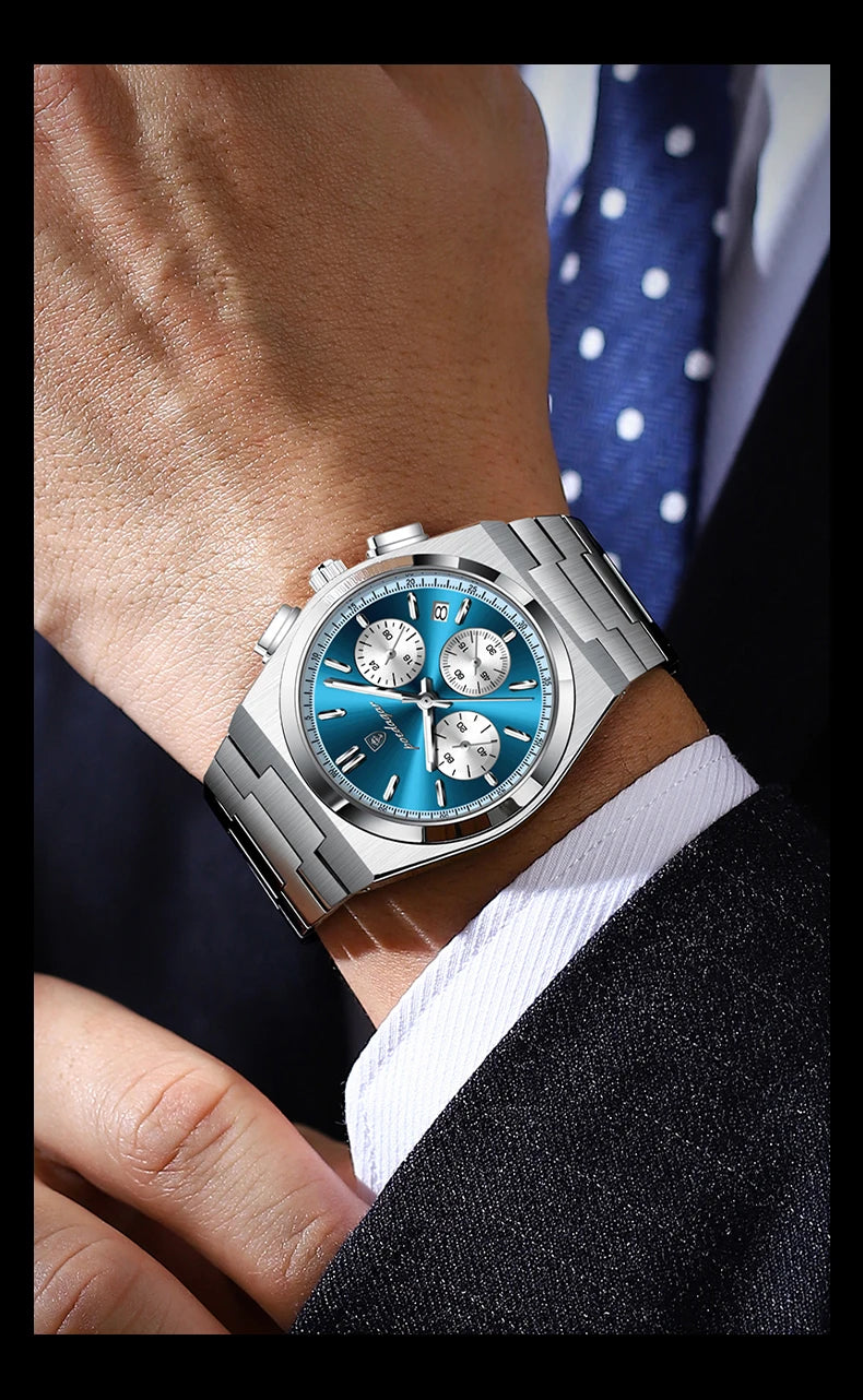 POEDAGAR Chronograph Steel