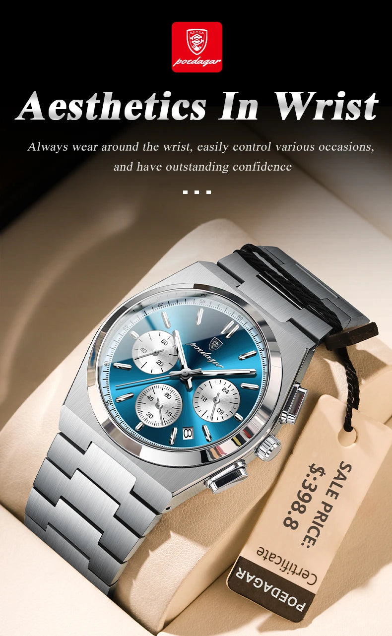 POEDAGAR Chronograph Steel