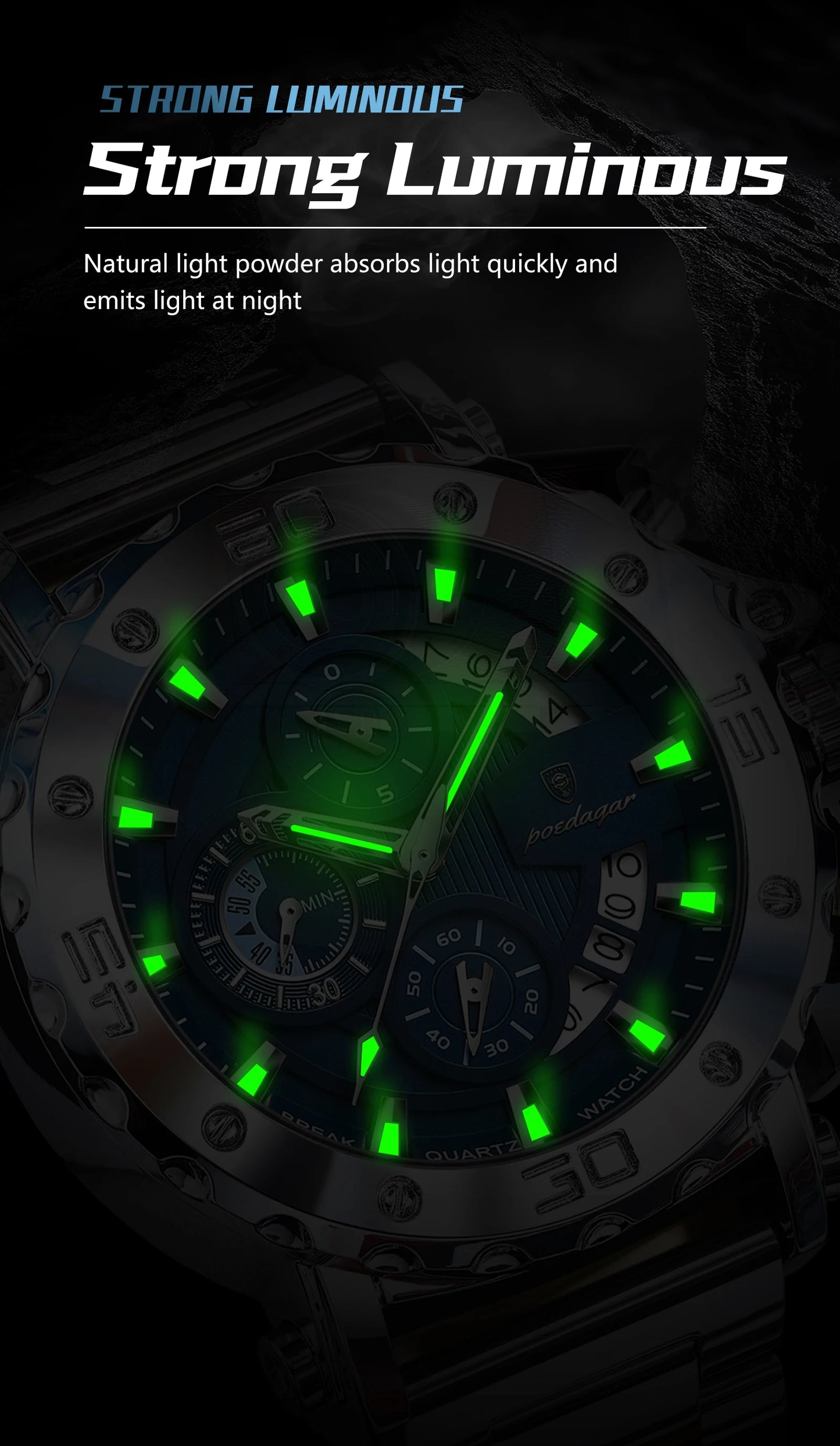 POEDAGAR Steel Chronograph — Premium Sport Edition