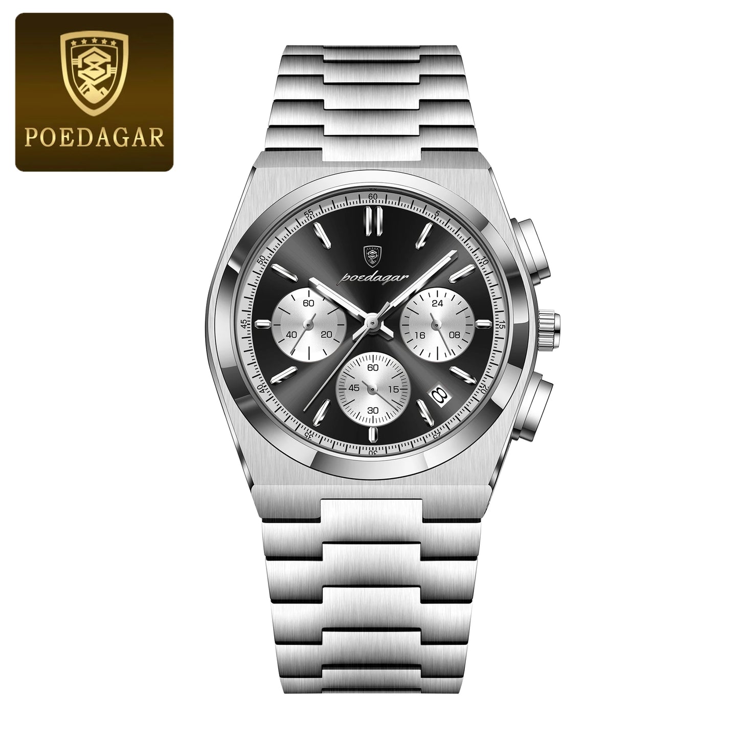 POEDAGAR Chronograph Steel