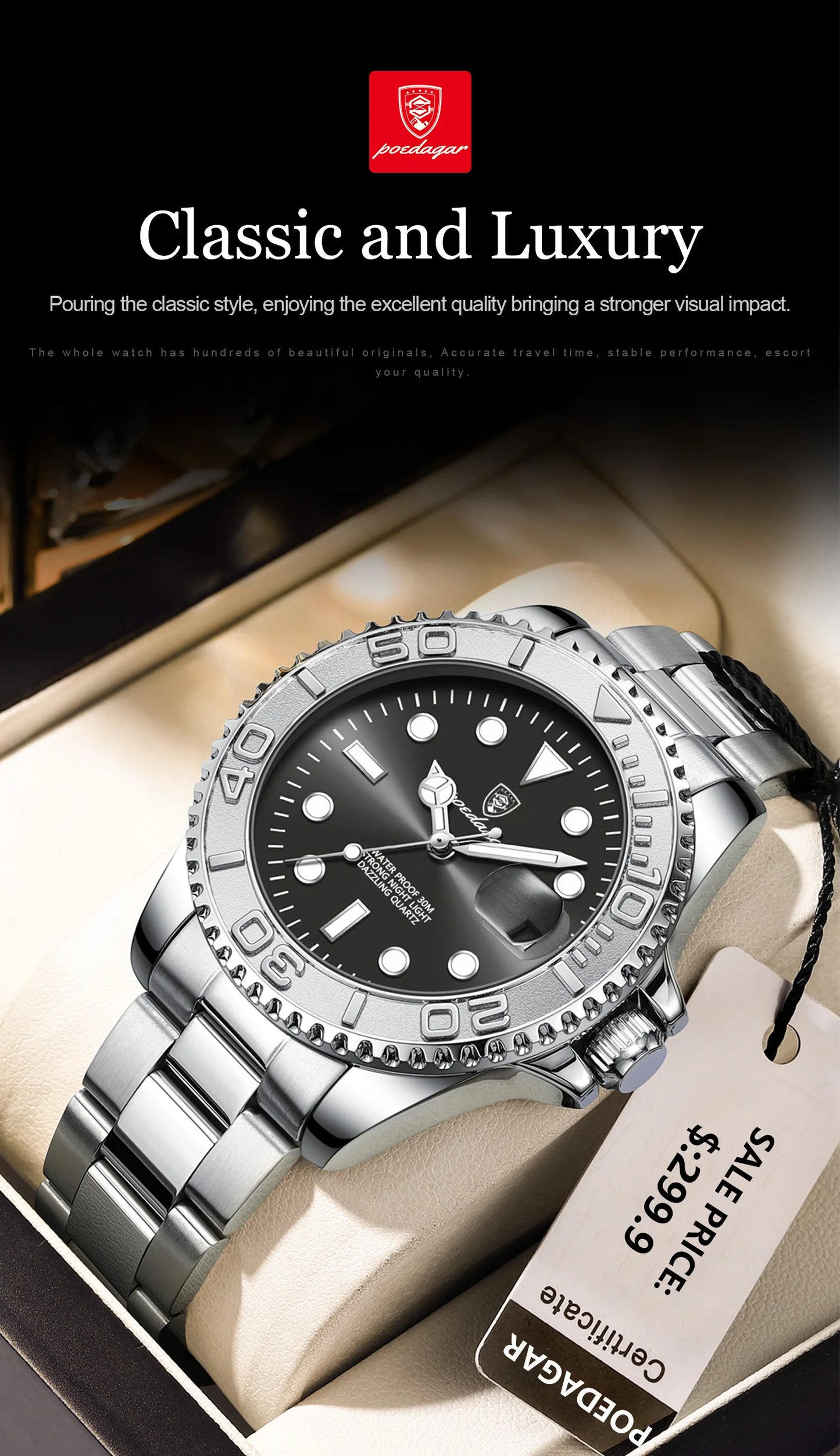 POEDAGAR Classic Steel — Premium Casual Model