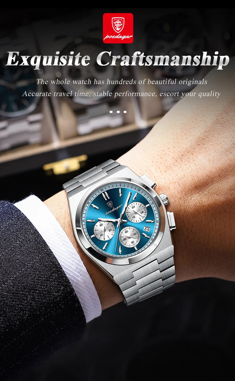 POEDAGAR Chronograph Steel