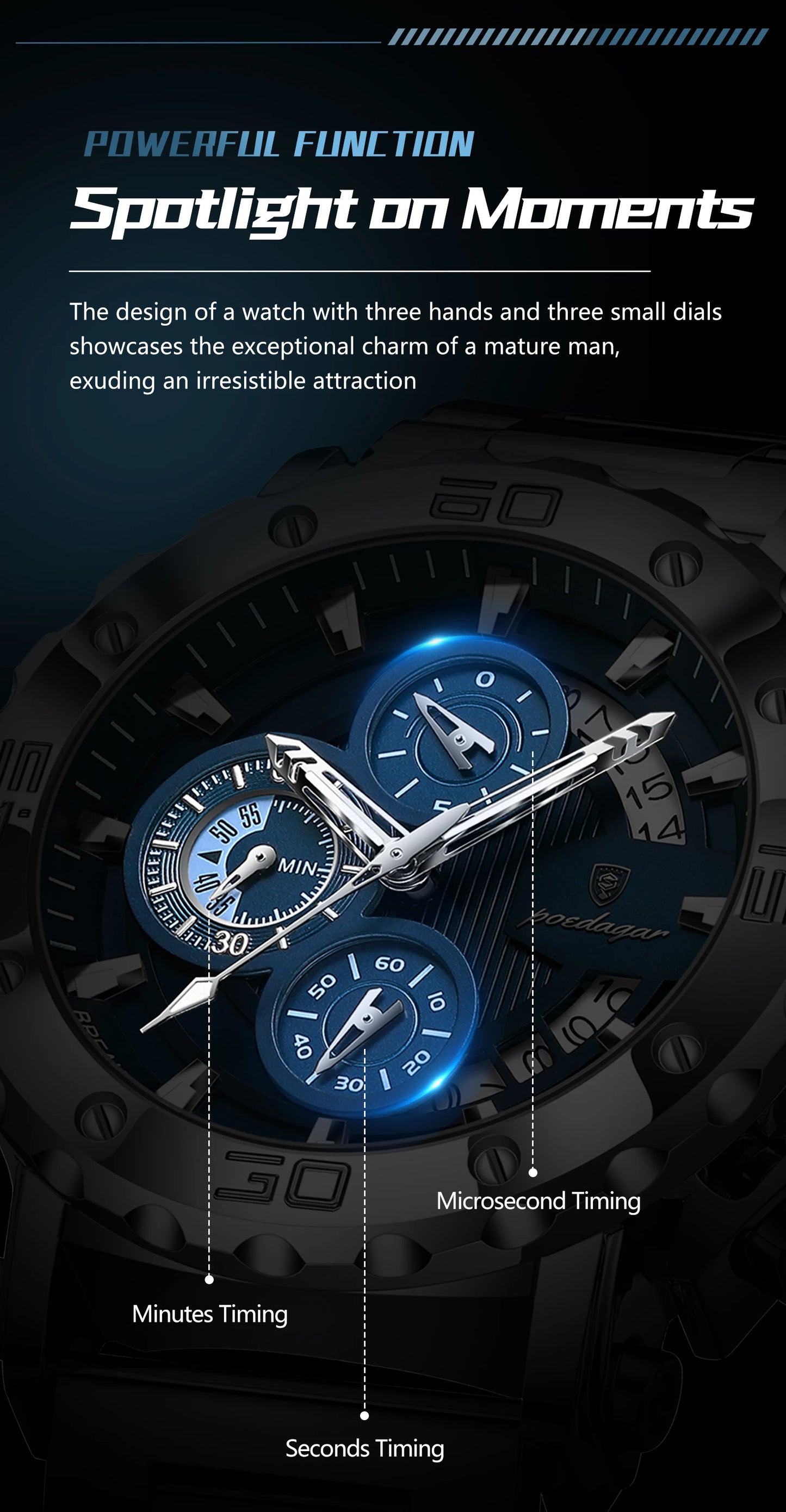 POEDAGAR Steel Chronograph — Premium Sport Edition