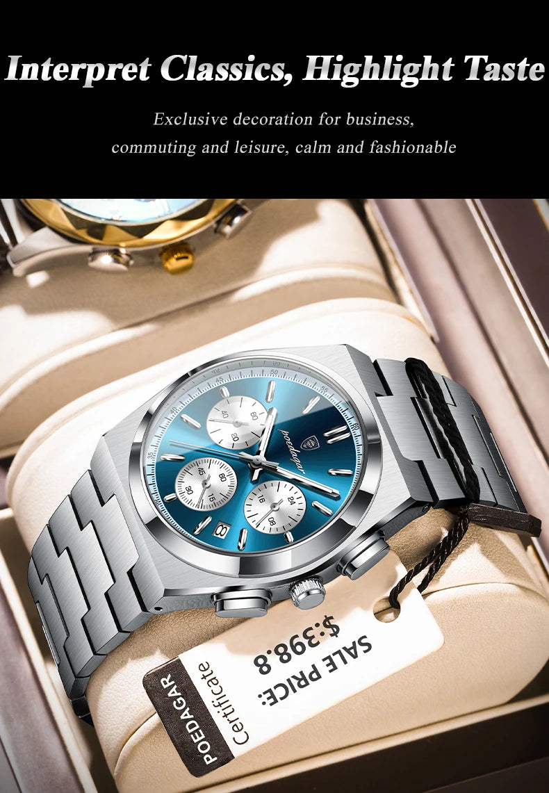 POEDAGAR Chronograph Steel