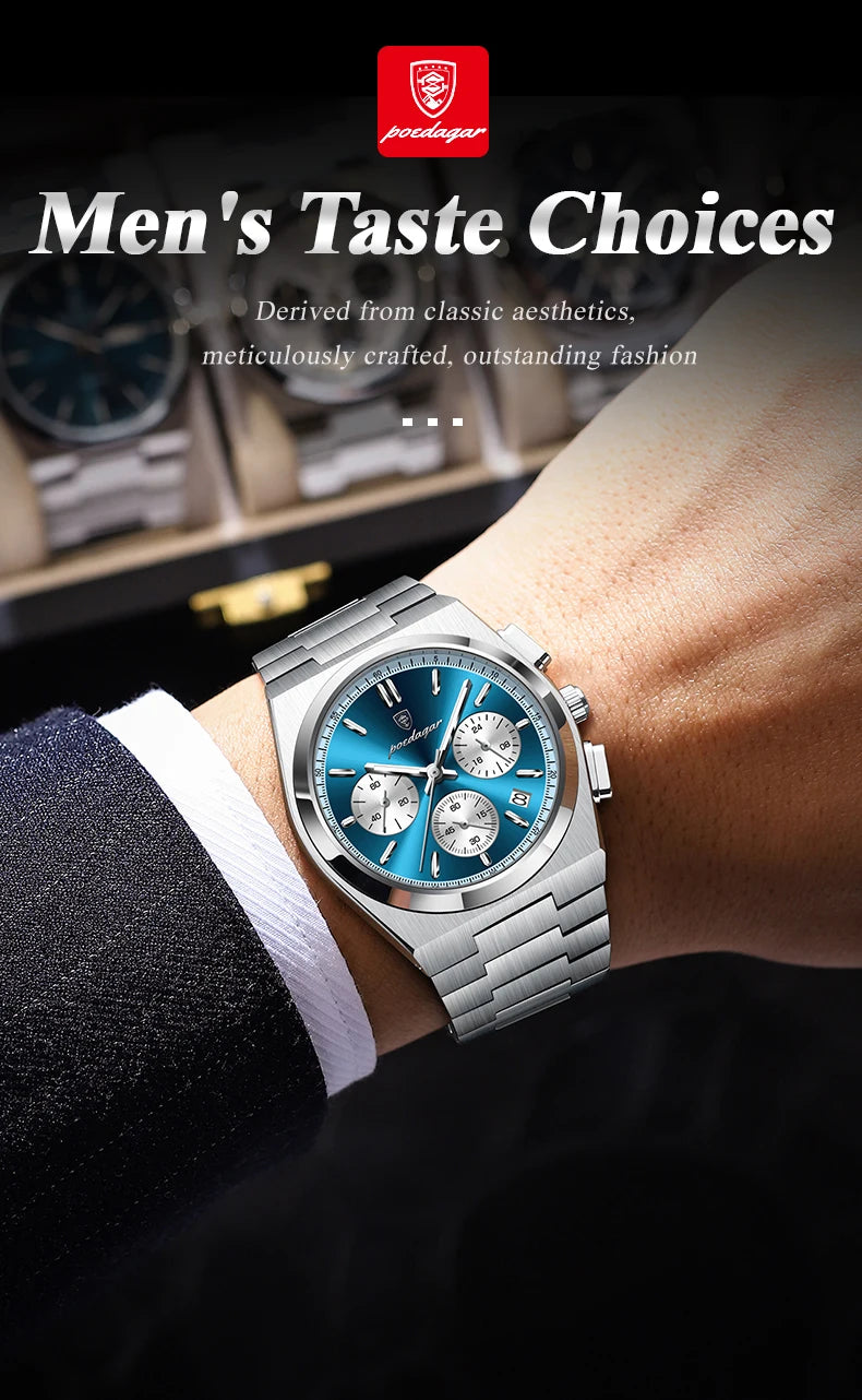 POEDAGAR Chronograph Steel