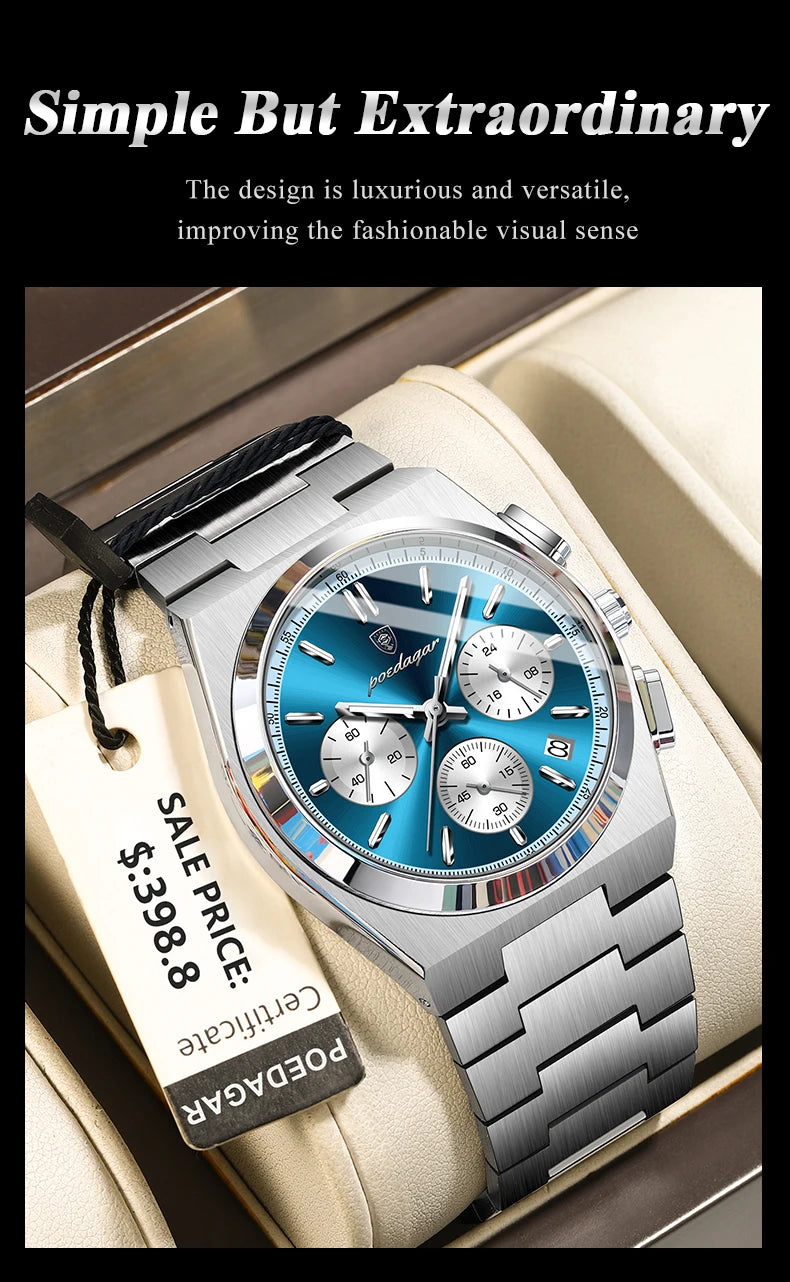 POEDAGAR Chronograph Steel