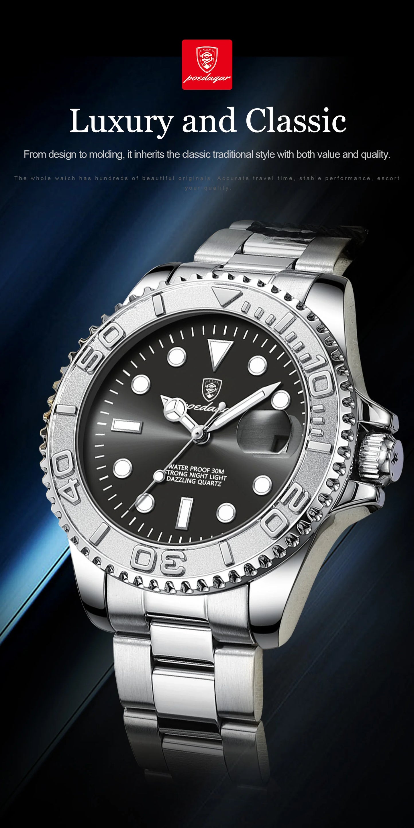 POEDAGAR Classic Steel — Premium Casual Model