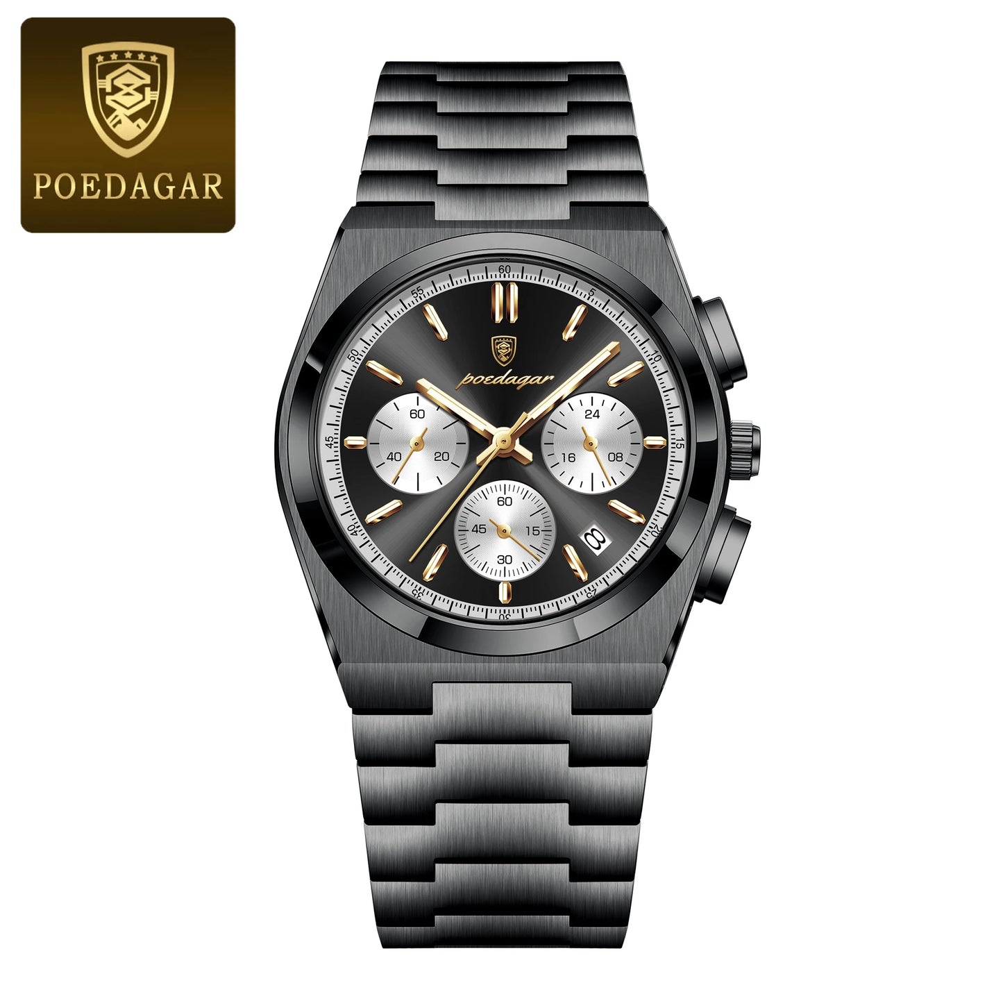POEDAGAR Chronograph Steel